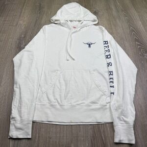 Standard Rec Mens White Longhorn Bull Skull Beer & Bull Pullover Hoodie Size M